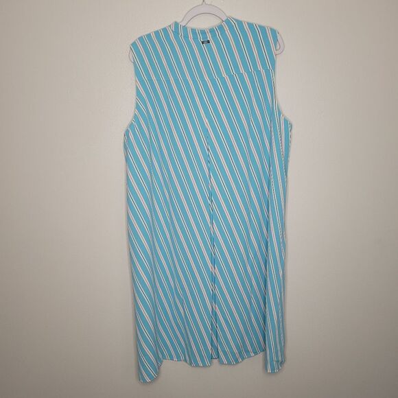 Ann Klein blue white striped preppy plus size summer trapeze short dress size 2x - Picture 4 of 8